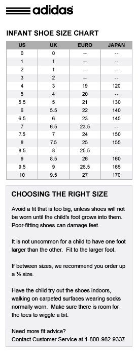adidas infant shoe size