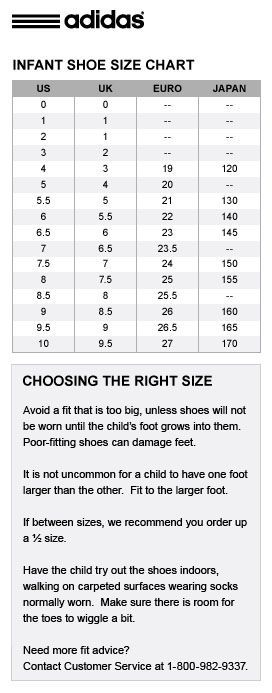 adidas big kid size chart