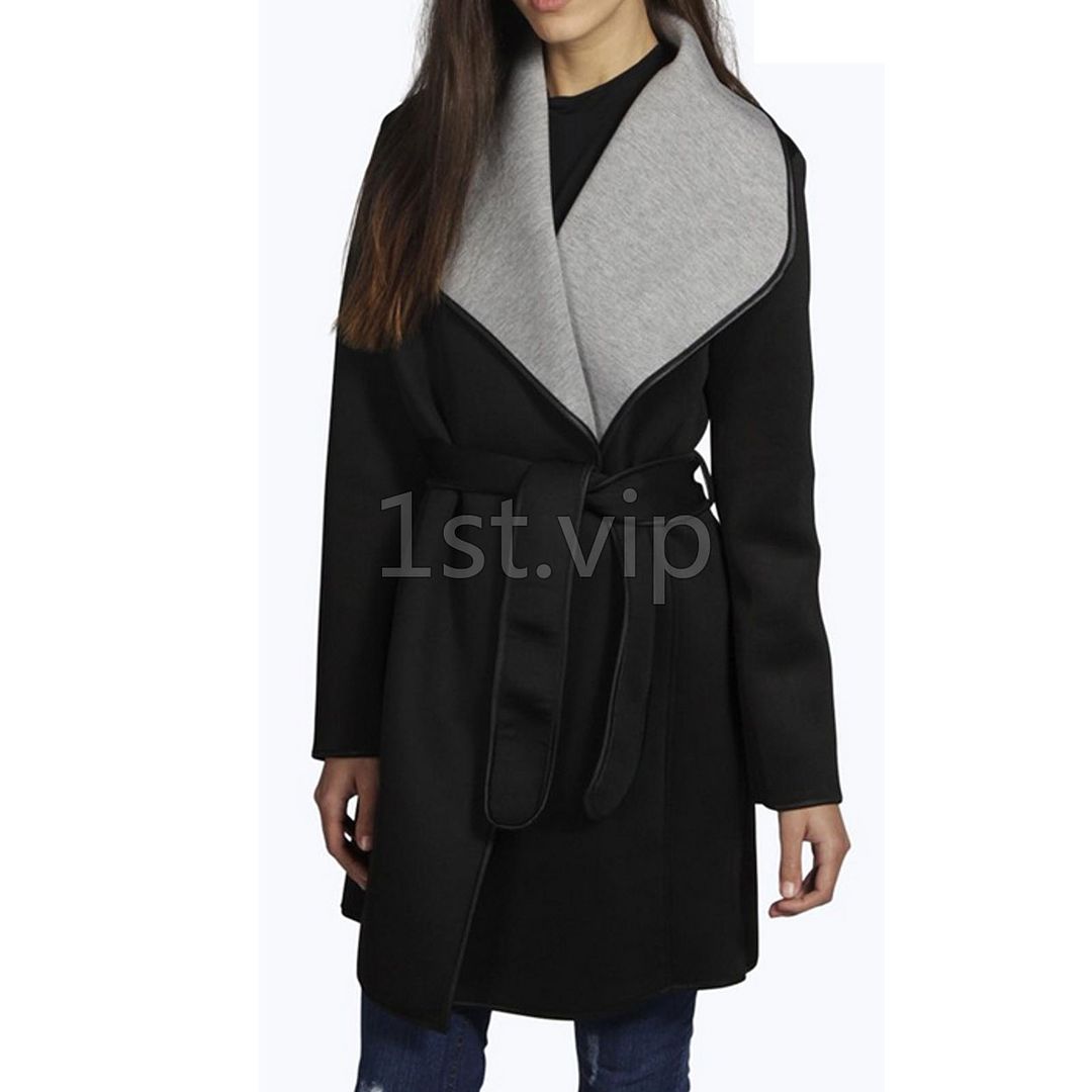 Women Waterfall Leather Look Jacket Fashionable Casual Coat Autumn ...