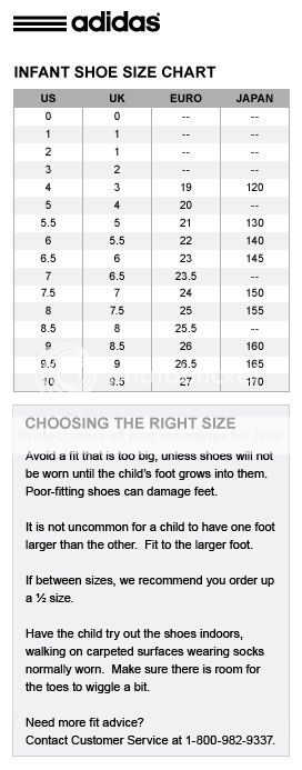 adidas infant shoes size